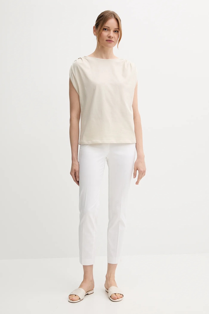 Хлопковая футболка United Colors of Benetton цвет бежевый 3096D10AB