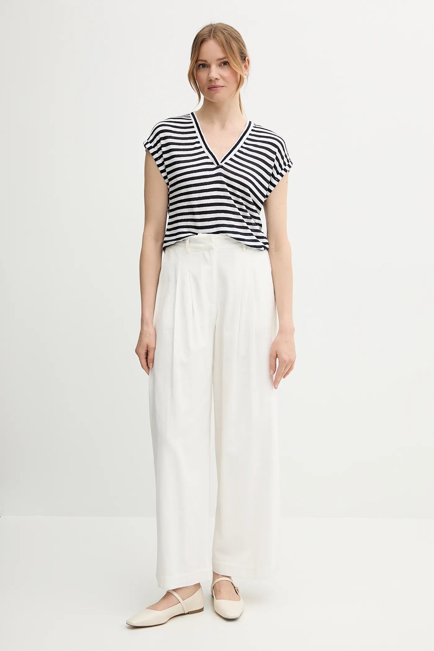 Футболка с примесью льна United Colors of Benetton цвет синий 38O0D10A8