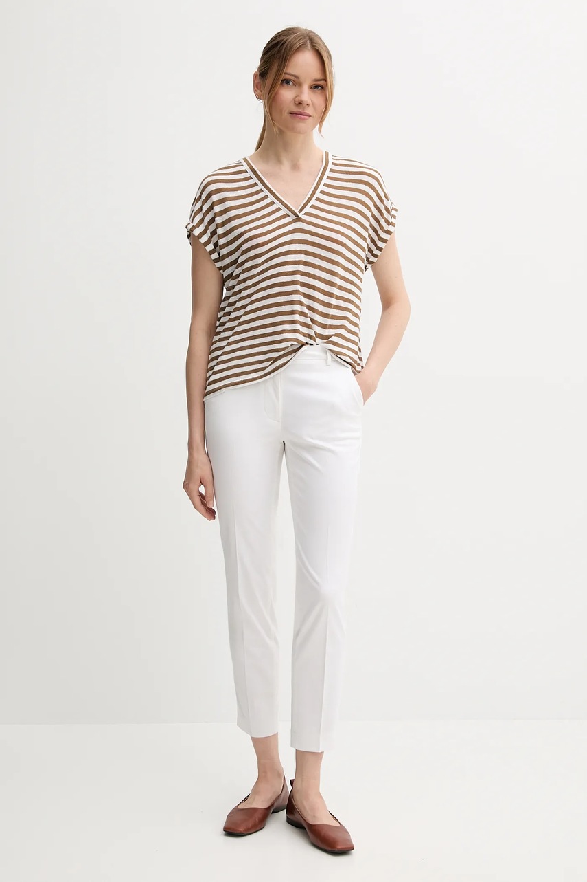 Футболка с примесью льна United Colors of Benetton цвет коричневый 38O0D10A8