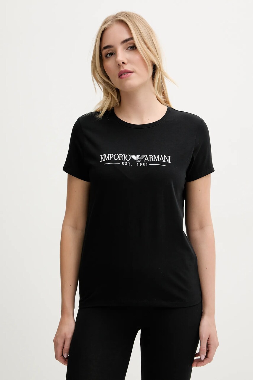 Emporio Armani Underwear tricou lounge femei, culoarea negru, EW000408 AF10881