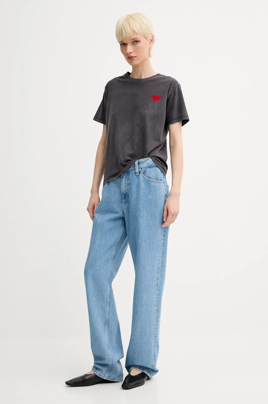 Хлопковая футболка The Kooples женская цвет чёрный FTSC30036K Хлопковая футболка The Kooples женская цвет чёрный FTSC30036K