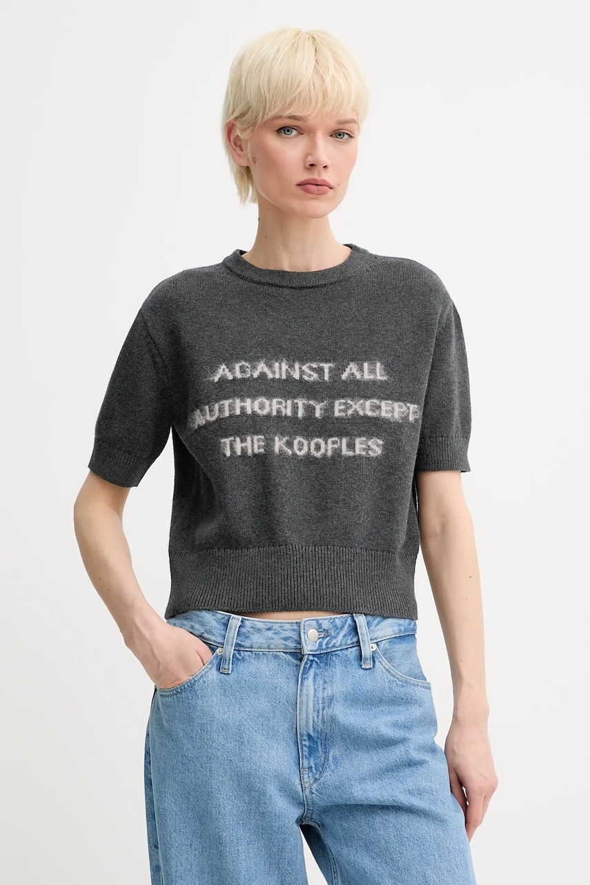 The Kooples pulover din amestec de lână culoarea gri, FPUL30012K The Kooples pulover din amestec de lână culoarea gri, FPUL30012K
