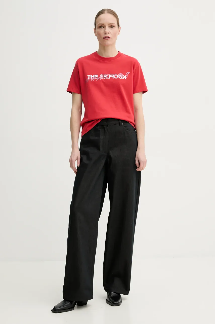 Хлопковая футболка The Kooples женская цвет красный FTSC30027K Хлопковая футболка The Kooples женская цвет красный FTSC30027K