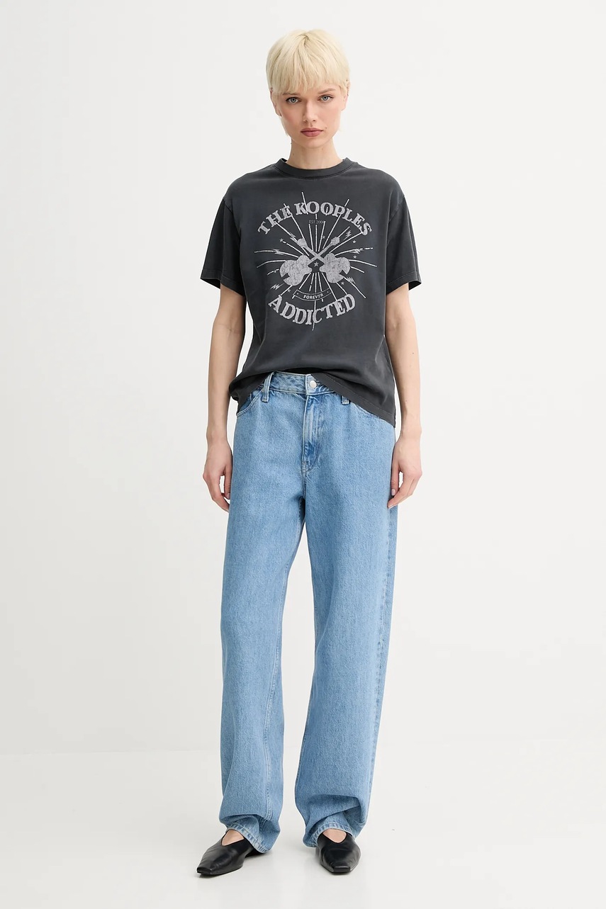 Хлопковая футболка The Kooples цвет серый FTSC30042K