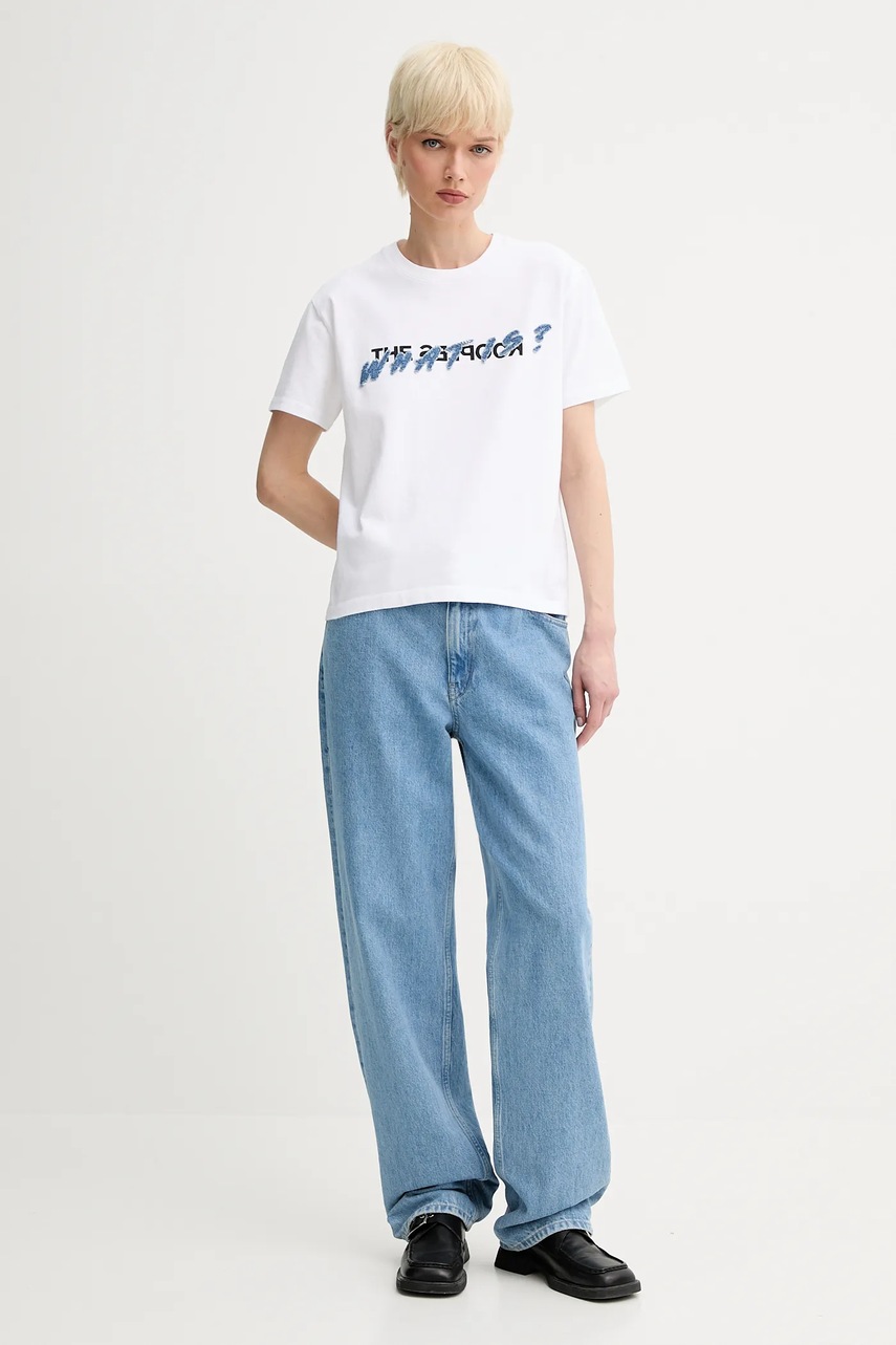 Βαμβακερό μπλουζάκι The Kooples χρώμα: άσπρο, FTSC30049K φωτογραφία