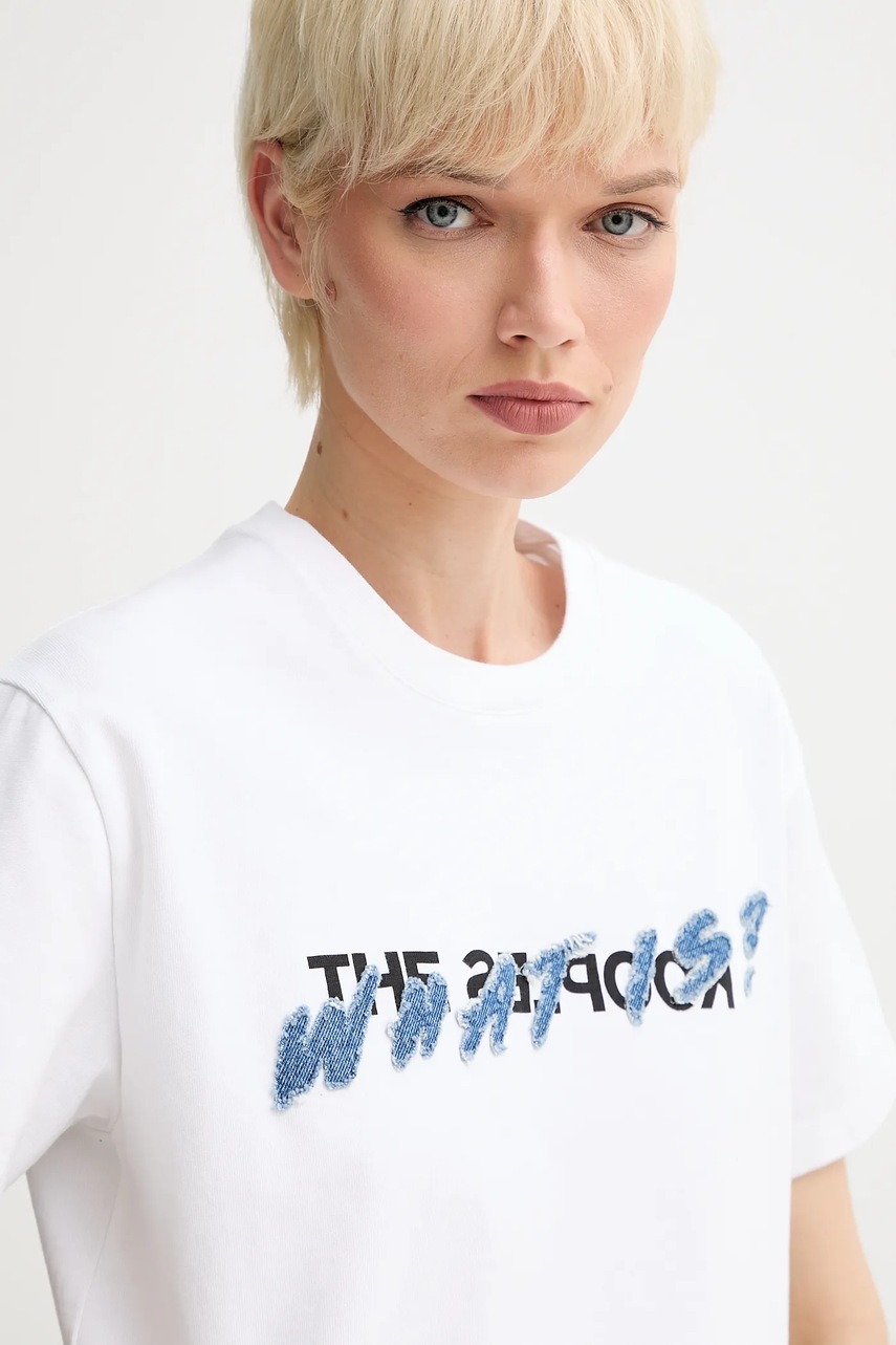 Βαμβακερό μπλουζάκι The Kooples χρώμα: άσπρο, FTSC30049K φωτογραφία