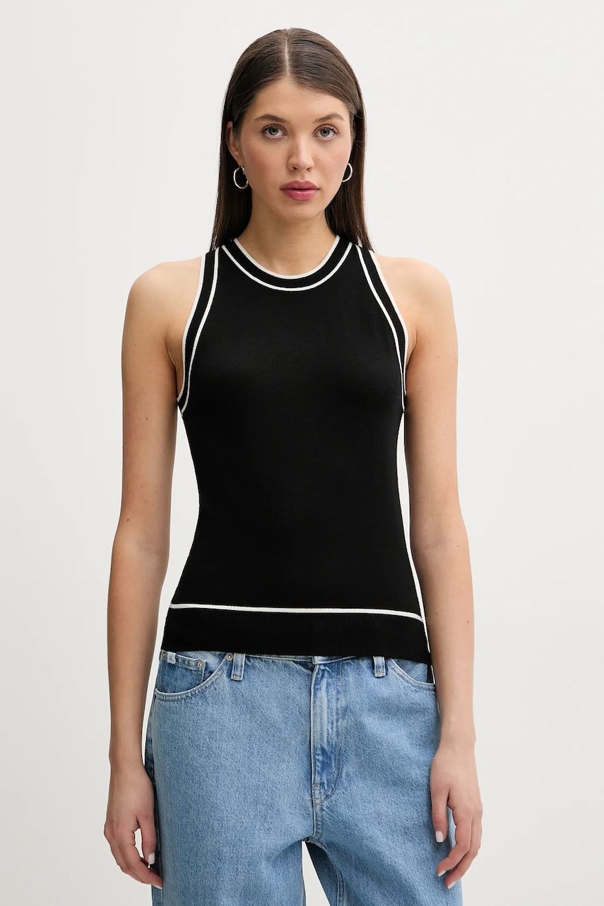 FROM FUTURE vesta de lana femei, culoarea negru, light, WTO01795 FROM FUTURE vesta de lana femei, culoarea negru, light, WTO01795