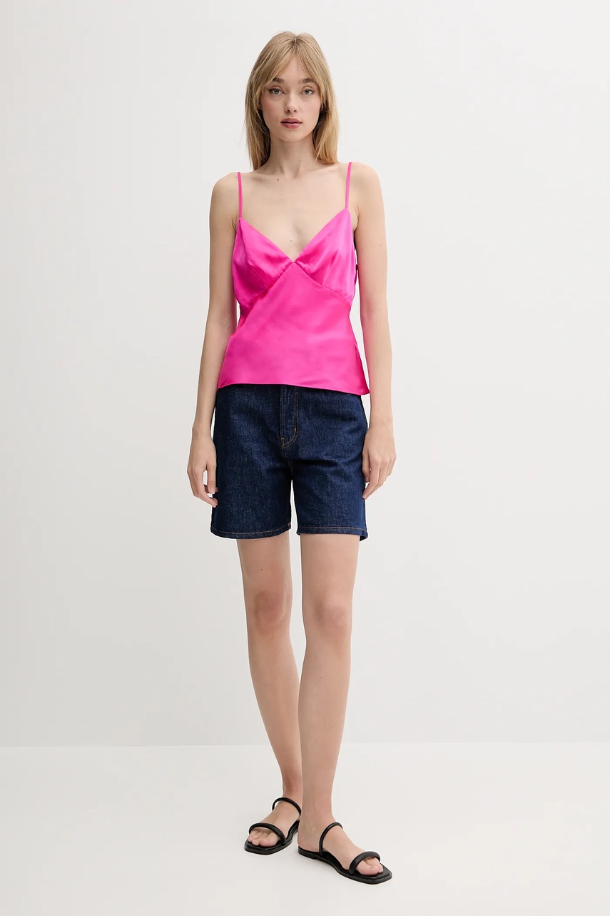 Шёлковая блузка FROM FUTURE женская цвет розовый однотонная WTO02543