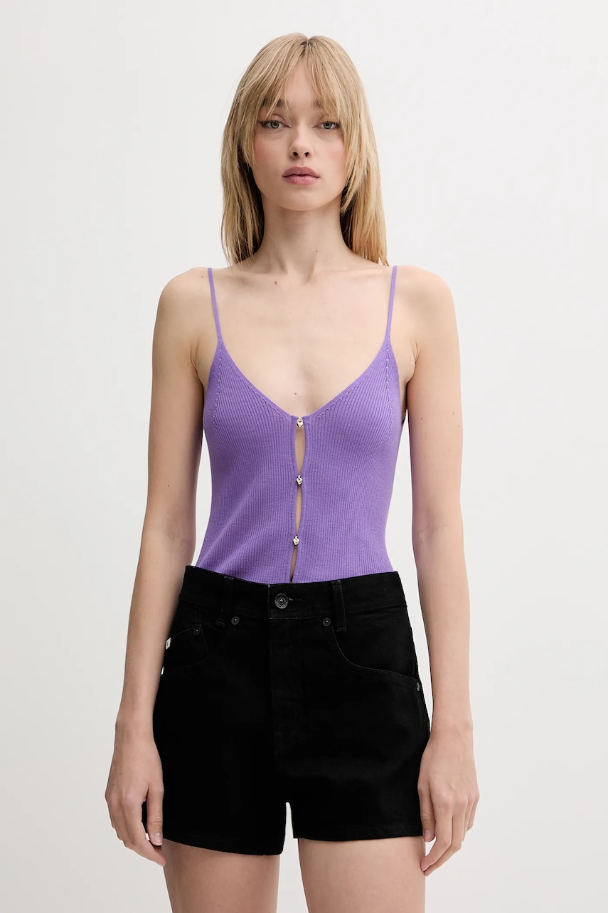 FROM FUTURE tricou de lână culoarea violet, WTO02691