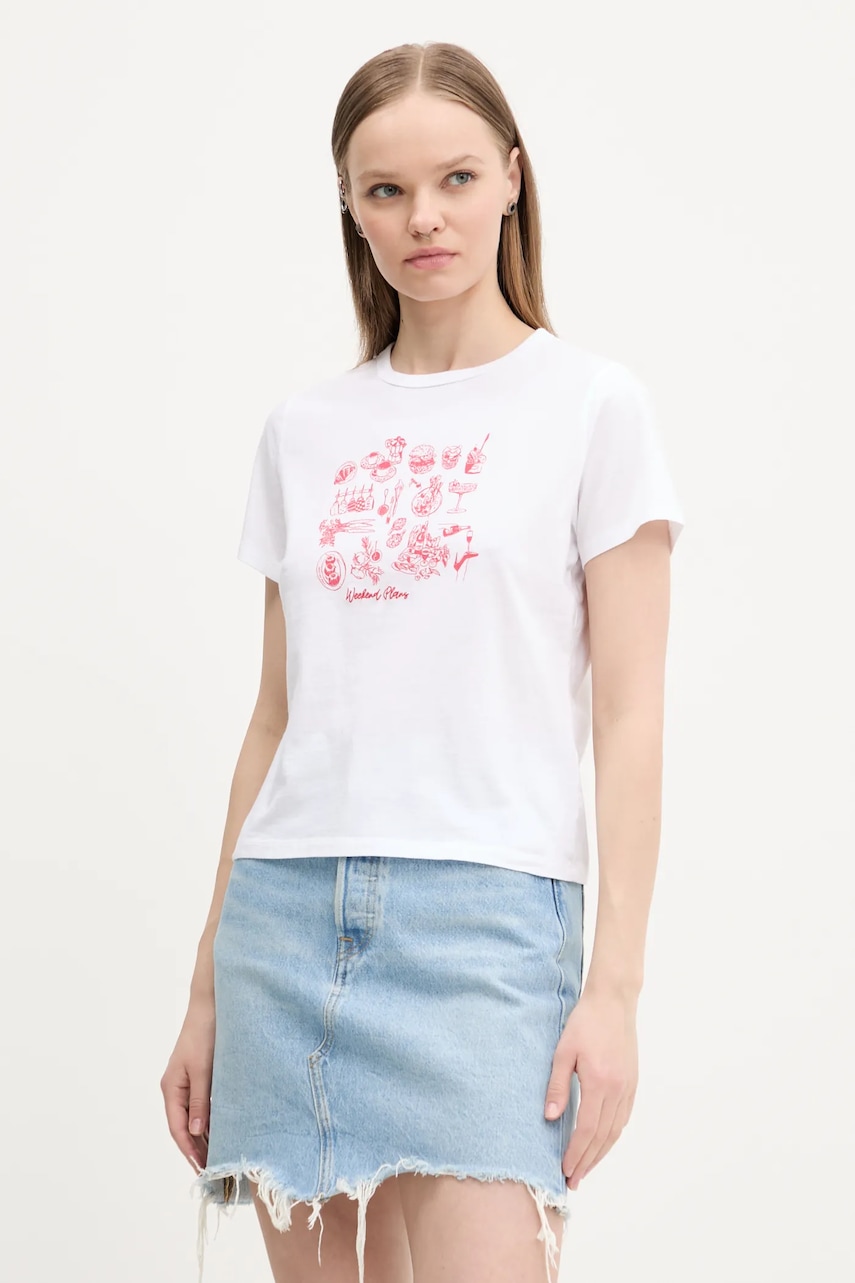 Abercrombie & Fitch tricou din bumbac femei, culoarea alb, KI157-5109