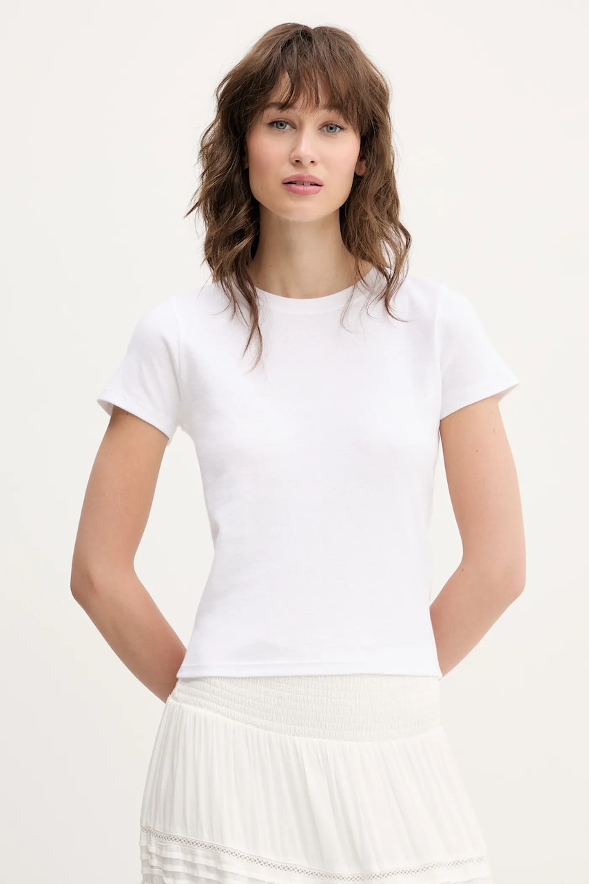 Hollister Co. tricou din bumbac culoarea alb, KI339-5061