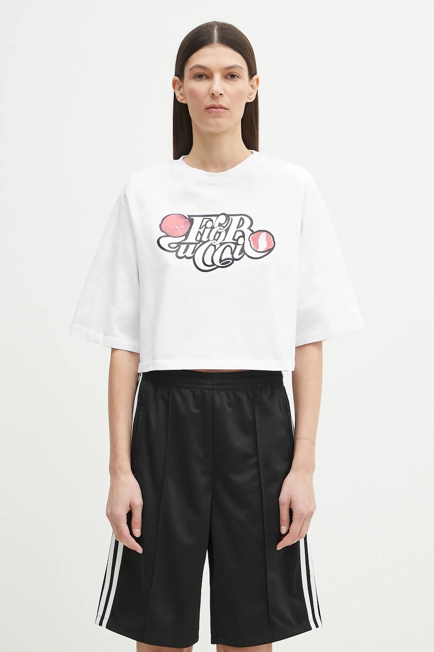 Fiorucci tricou din bumbac Curly Lollipop Logo Cropped Padded femei, culoarea alb, U02SPTSH106CJ01WH01