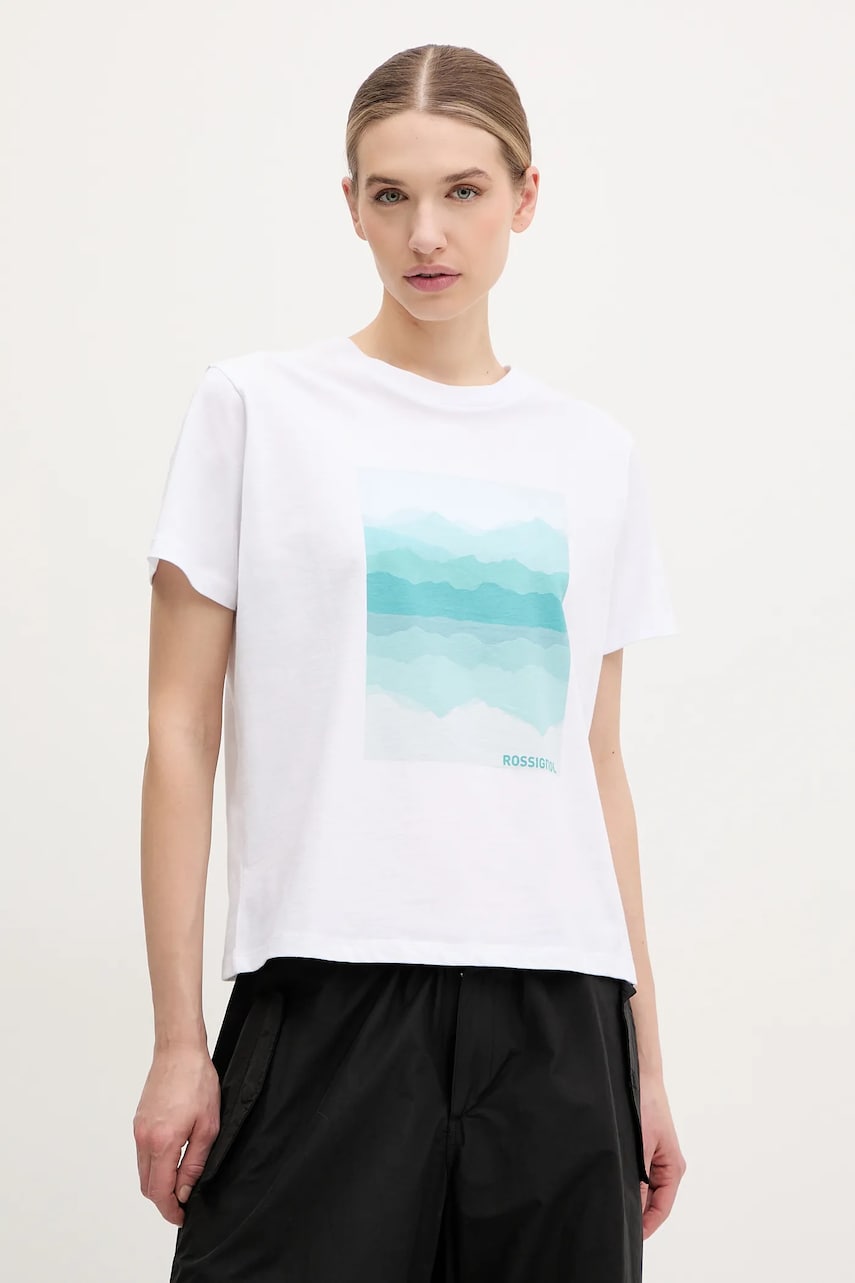 Rossignol tricou din bumbac Waterfall femei, culoarea alb, RLNWY13 Rossignol tricou din bumbac Waterfall femei, culoarea alb, RLNWY13