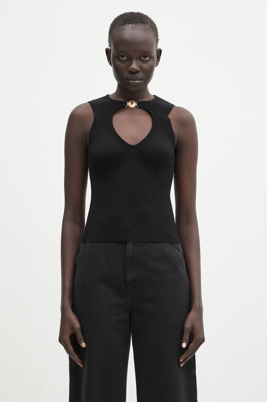 Marine Serre top Moon Jewelry Knit Open Neck