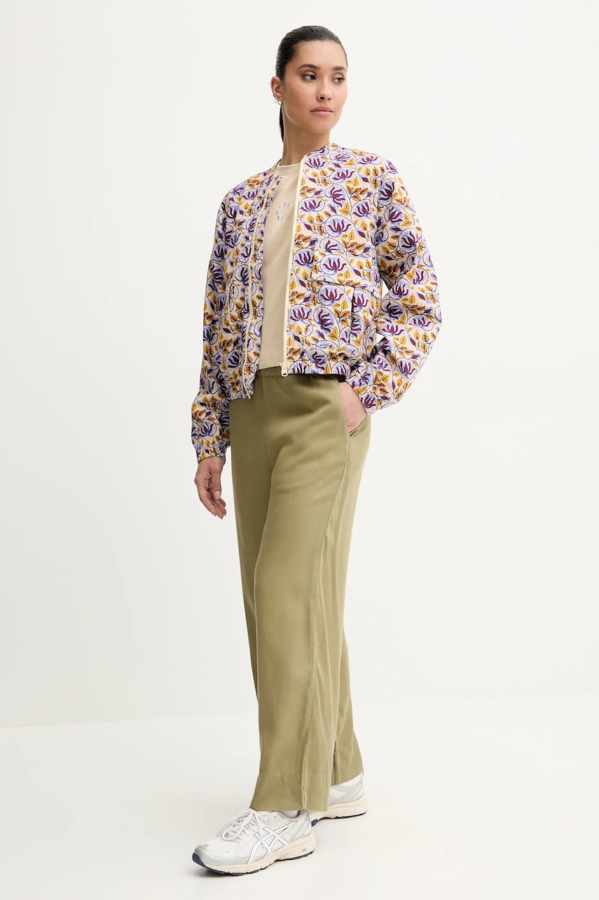 Μπλουζάκι με λινό μείγμα Picture Hampy χρώμα: μπεζ, WTS0570 φωτογραφία