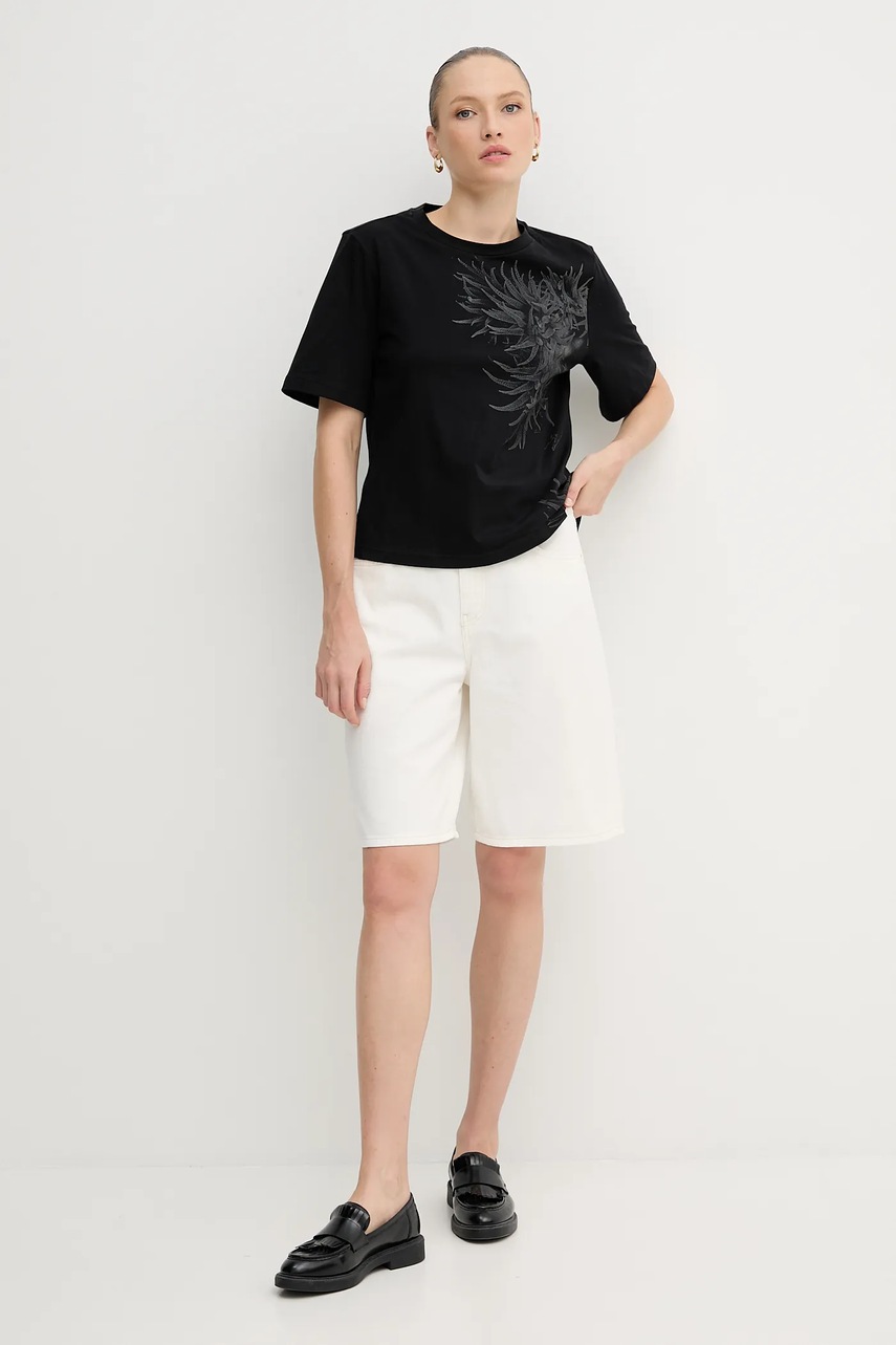 Хлопковая футболка Sisley цвет чёрный 3I1XL107G