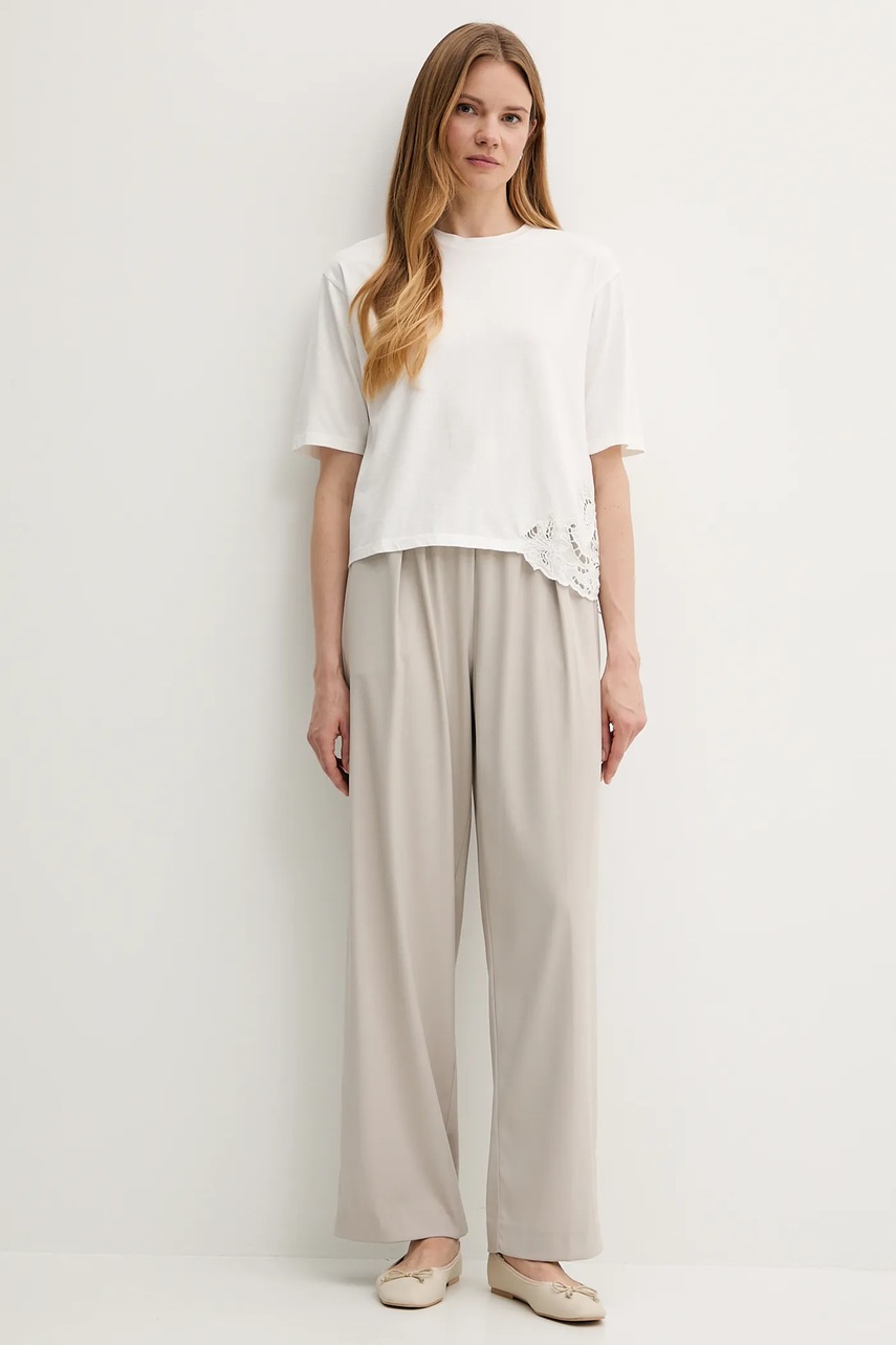 Хлопковая футболка Sisley цвет бежевый 3F1QL107M