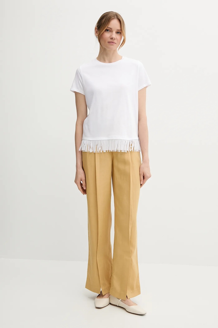 Хлопковая футболка Sisley цвет белый 3096L107J