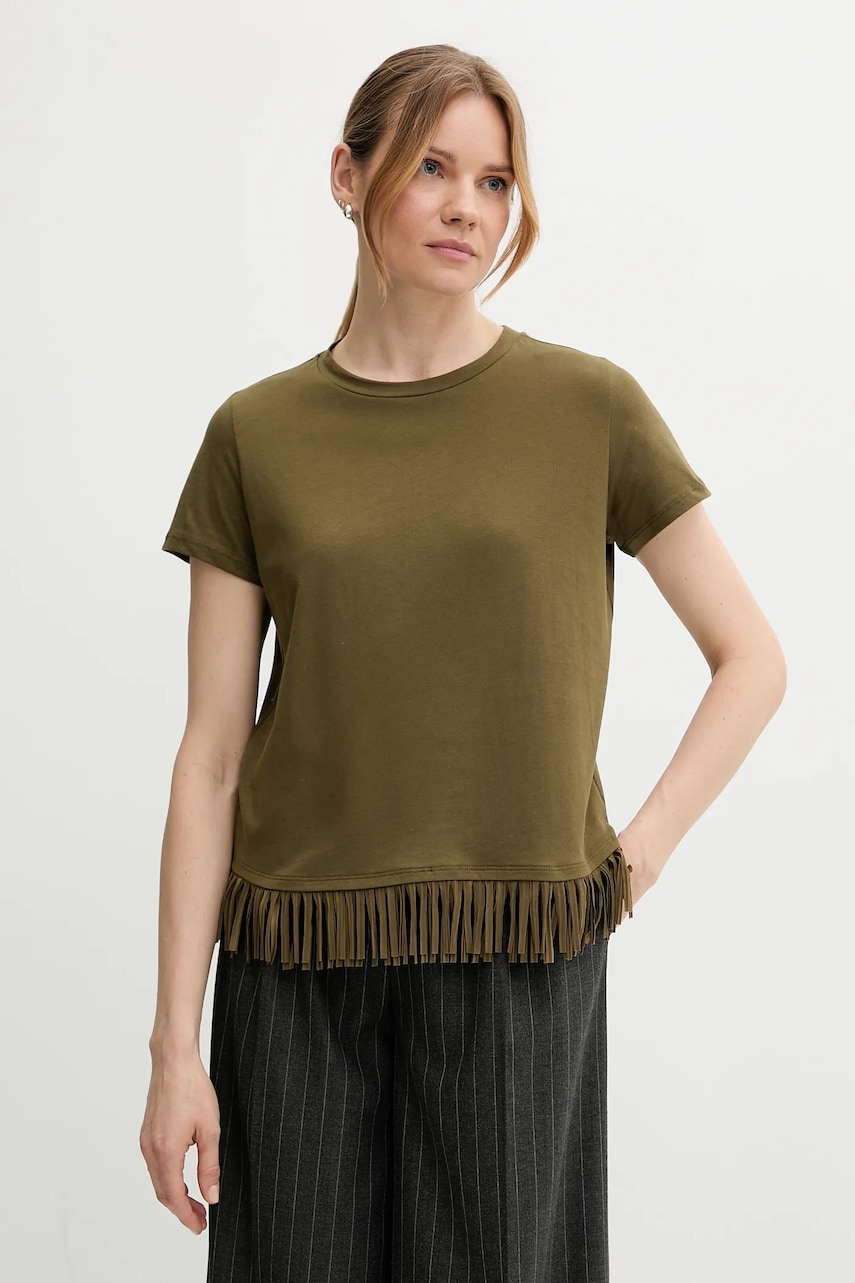 Sisley tricou din bumbac culoarea verde, 3096L107J