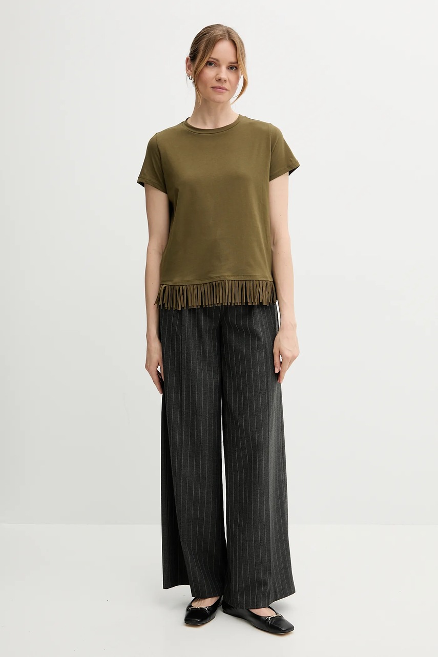 Хлопковая футболка Sisley цвет зелёный 3096L107J