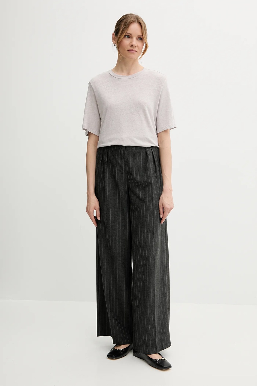 Льняная футболка Sisley цвет серый 3UTFL107C