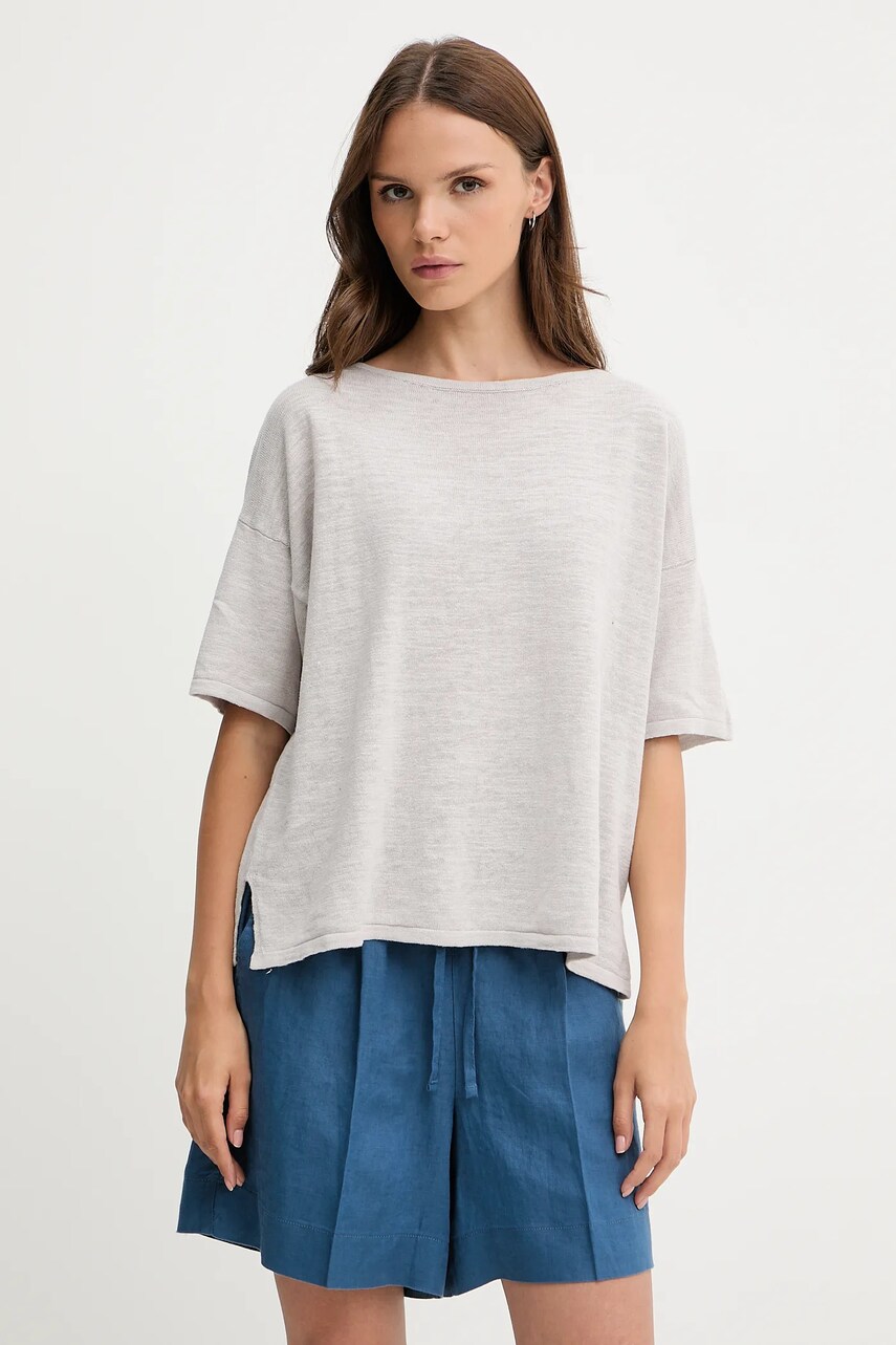 Sisley tricou din amestec de in culoarea gri, 105GM106H