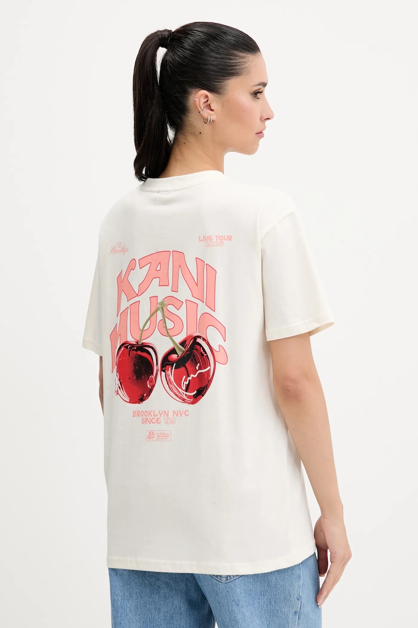 Karl Kani tricou din bumbac culoarea bej, PD00005460