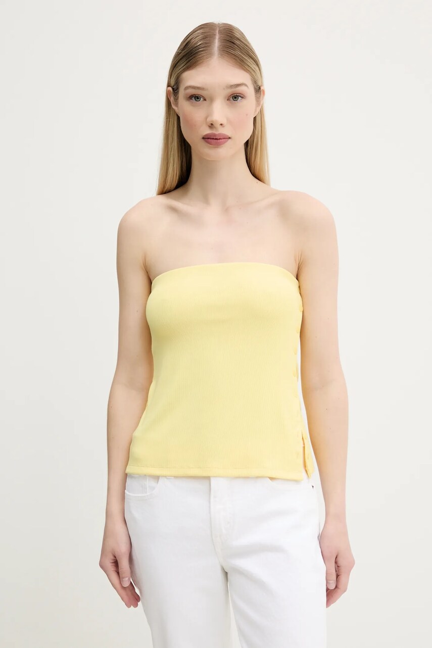 Abercrombie & Fitch top culoarea galben, cu spate descoperit, KI139-5567