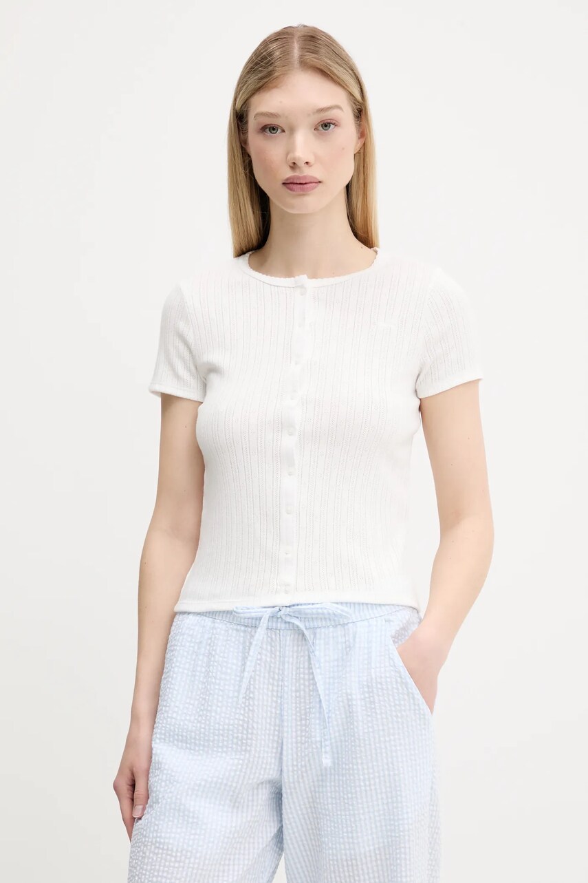Hollister Co. tricou culoarea alb, KI339-5187