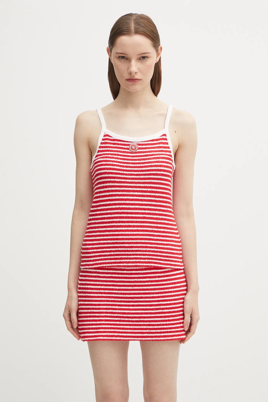 Top Sporty & Rich Serif Logo Striped Terry Tank červená barva, TO083602300ST67