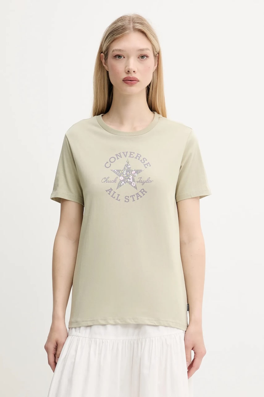 Converse tricou din bumbac culoarea verde, 10027751-A04