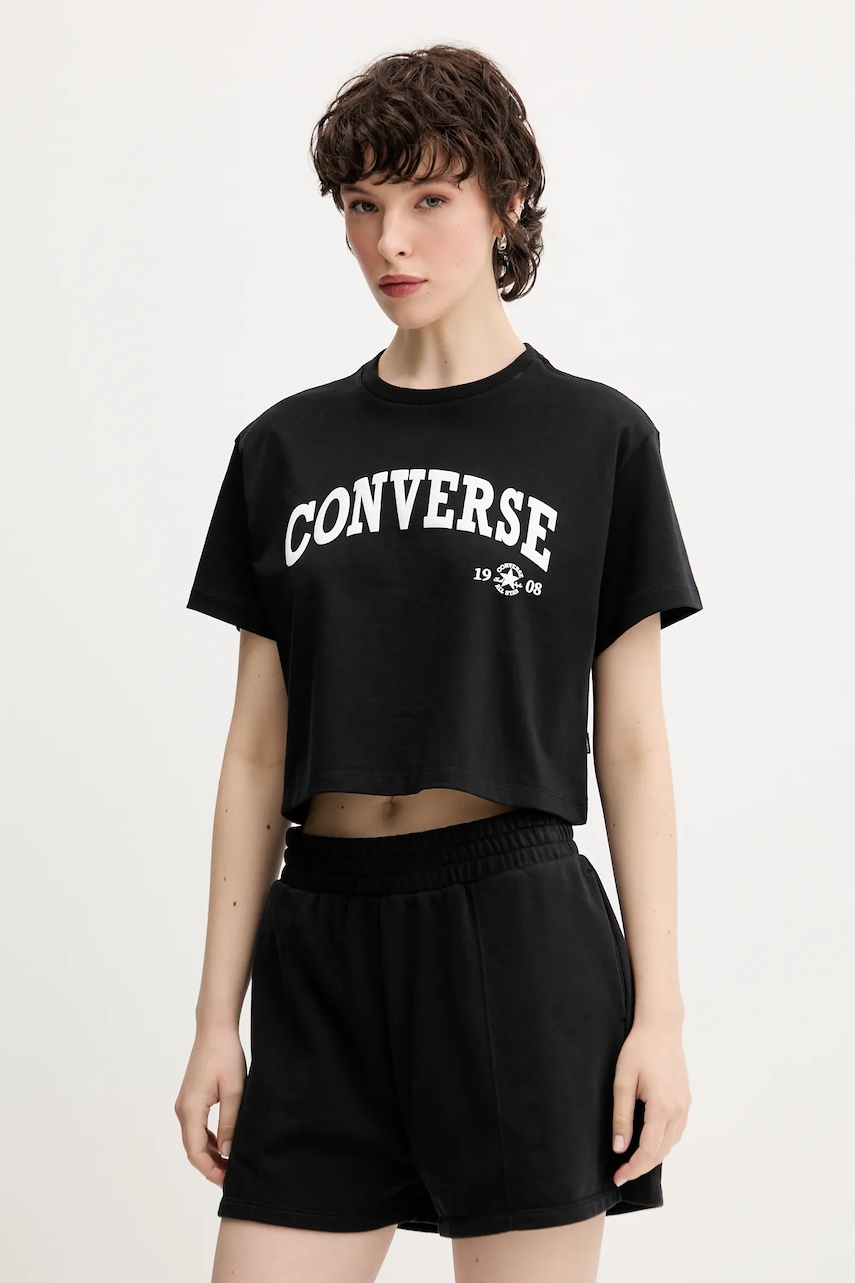 Converse tricou din bumbac culoarea negru, 10026367-A02