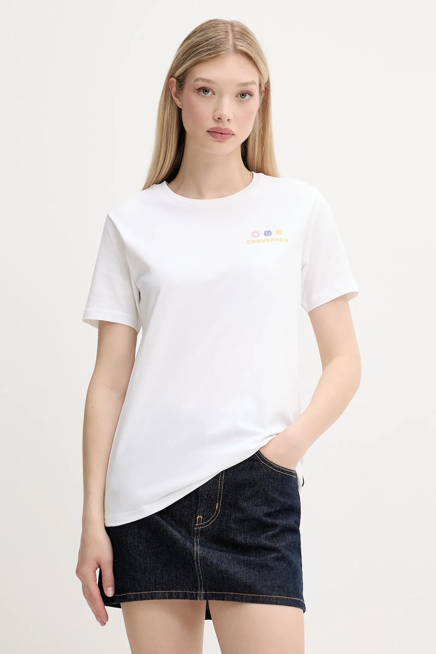 Converse tricou din bumbac culoarea alb, 10027759-A01