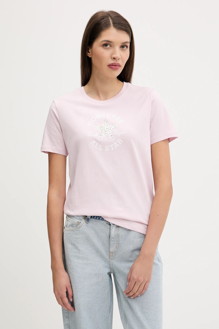 Converse tricou din bumbac culoarea roz, 10027751-A03