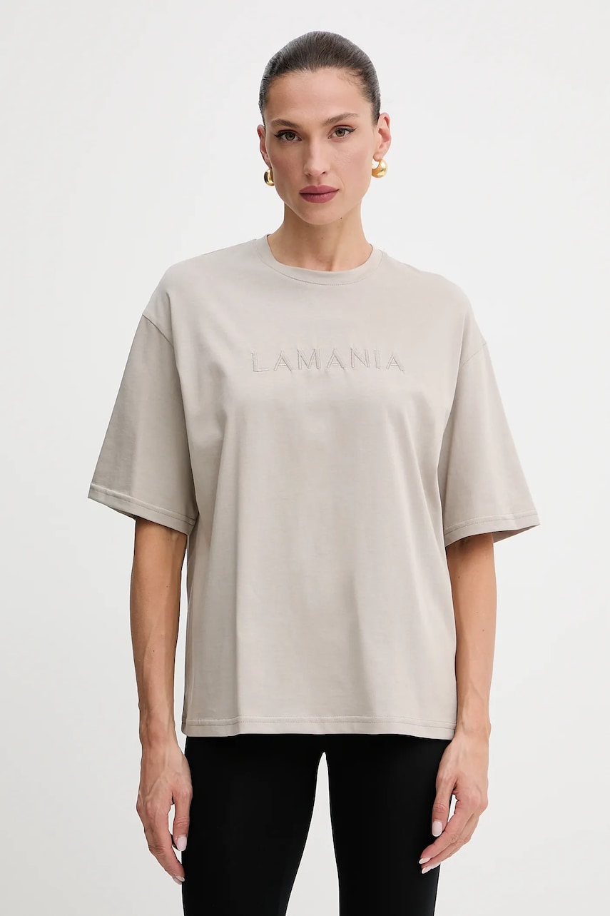 La Mania tricou din bumbac culoarea bej, MELANIE.T-SHIRT
