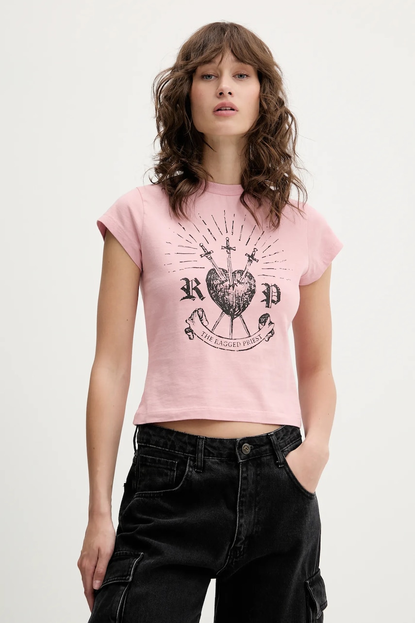 The Ragged Priest tricou din bumbac culoarea roz, RPSS251083JS