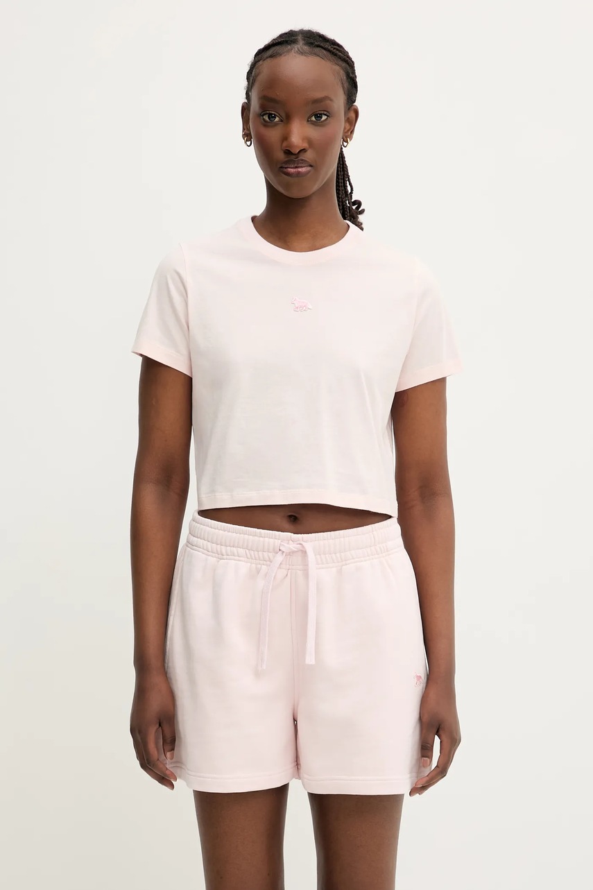 Bavlněné tričko Maison Kitsuné Baby Fox Patch Baby dámské, růžová barva, MW00105KJ0008