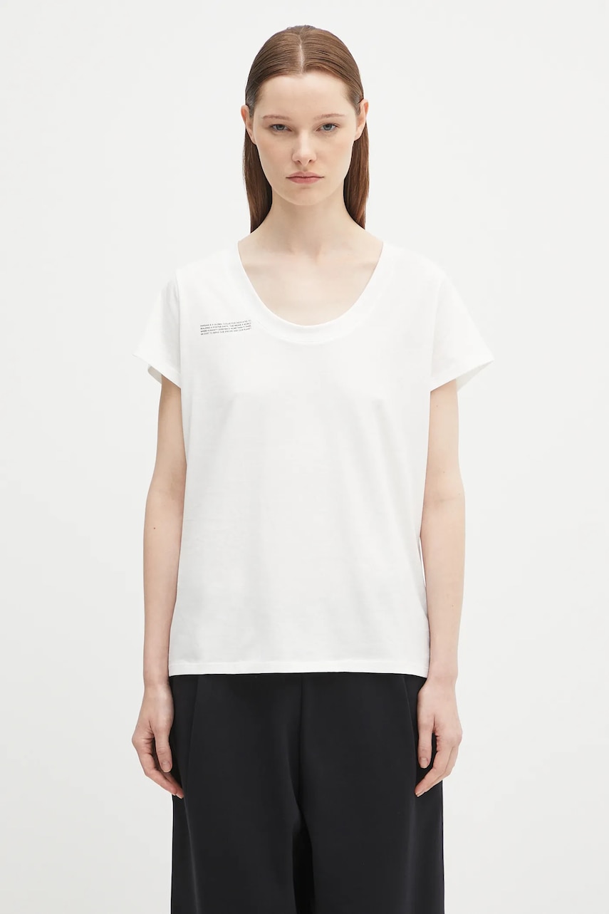 Pangaia tricou din bumbac Lightweight Scoop Neck T-Shirt culoarea alb, 10002565