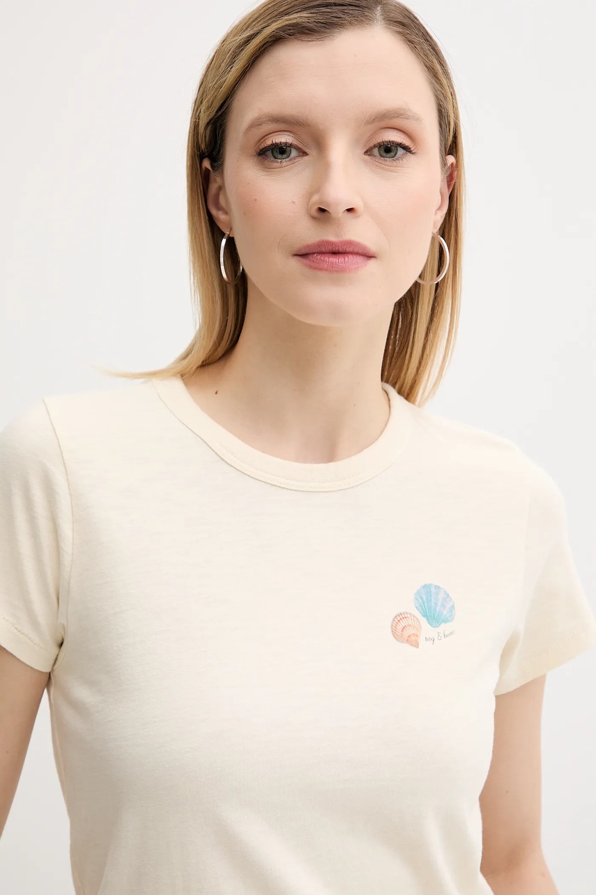 Βαμβακερό μπλουζάκι Rag & Bone χρώμα: μπεζ, WCC25PT030MS31 φωτογραφία