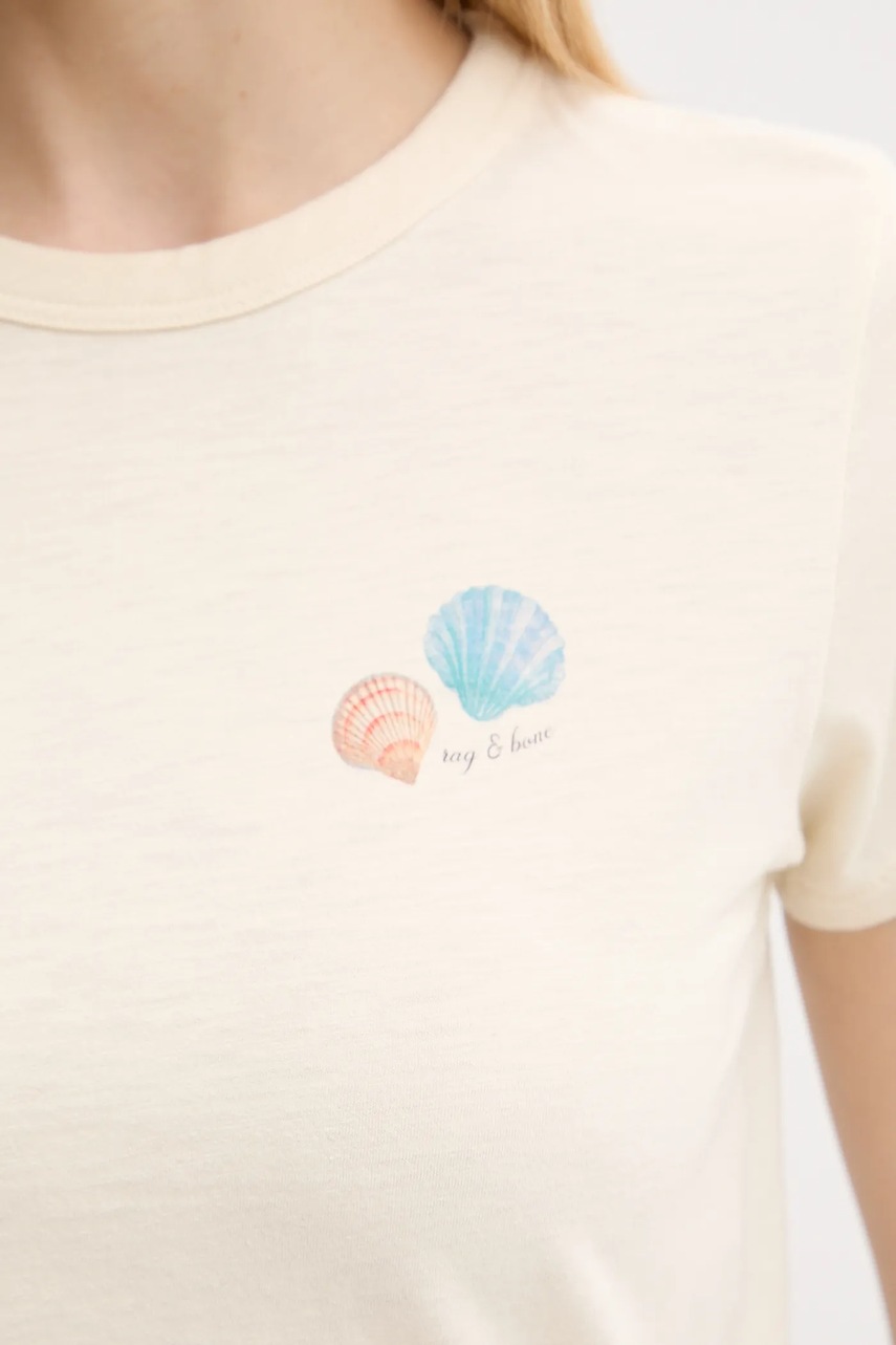 Βαμβακερό μπλουζάκι Rag & Bone χρώμα: μπεζ, WCC25PT030MS31 φωτογραφία