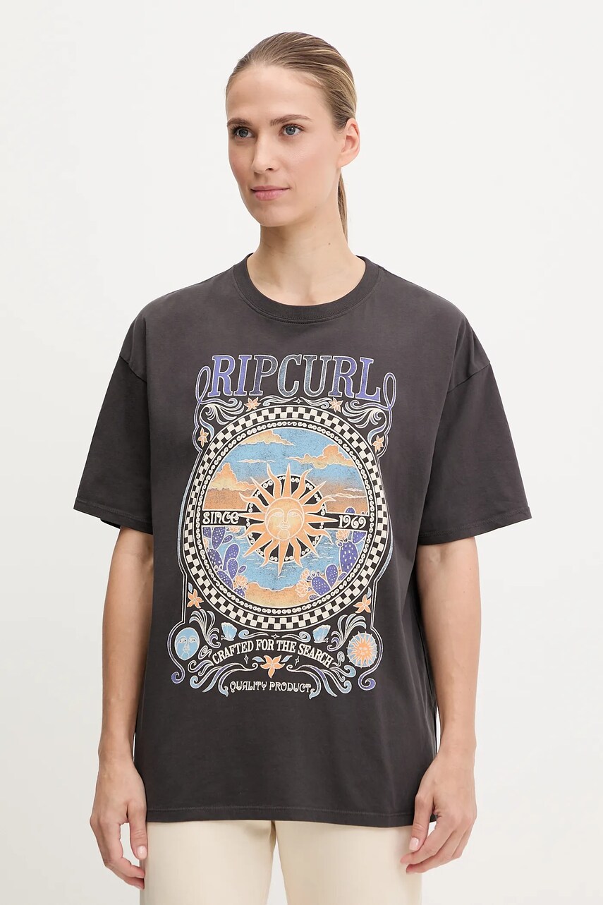 Rip Curl tricou din bumbac LUNA HERITAGE culoarea gri, 0FWWTE