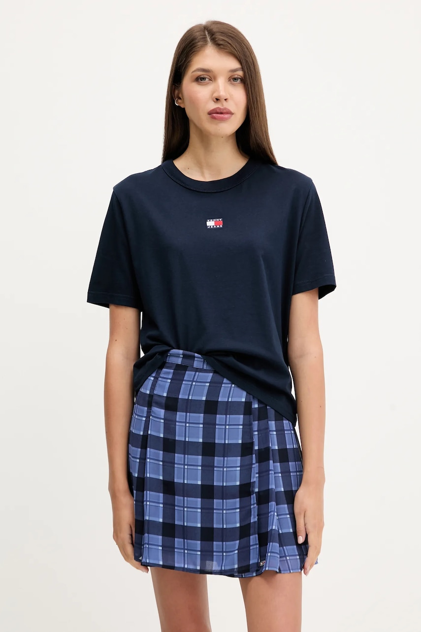 Tommy Jeans tricou din bumbac culoarea bleumarin, DW0DW22202
