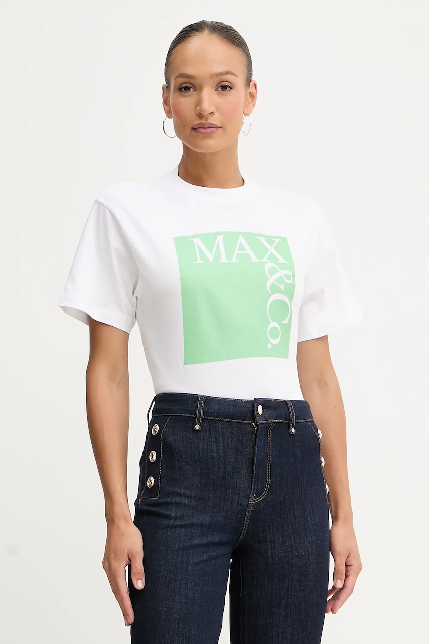 MAX&Co. tricou din bumbac culoarea alb, 2518971024200