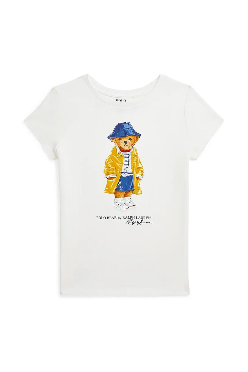 Levně Dětské bavlněné tričko Polo Ralph Lauren bílá barva, 313957377001