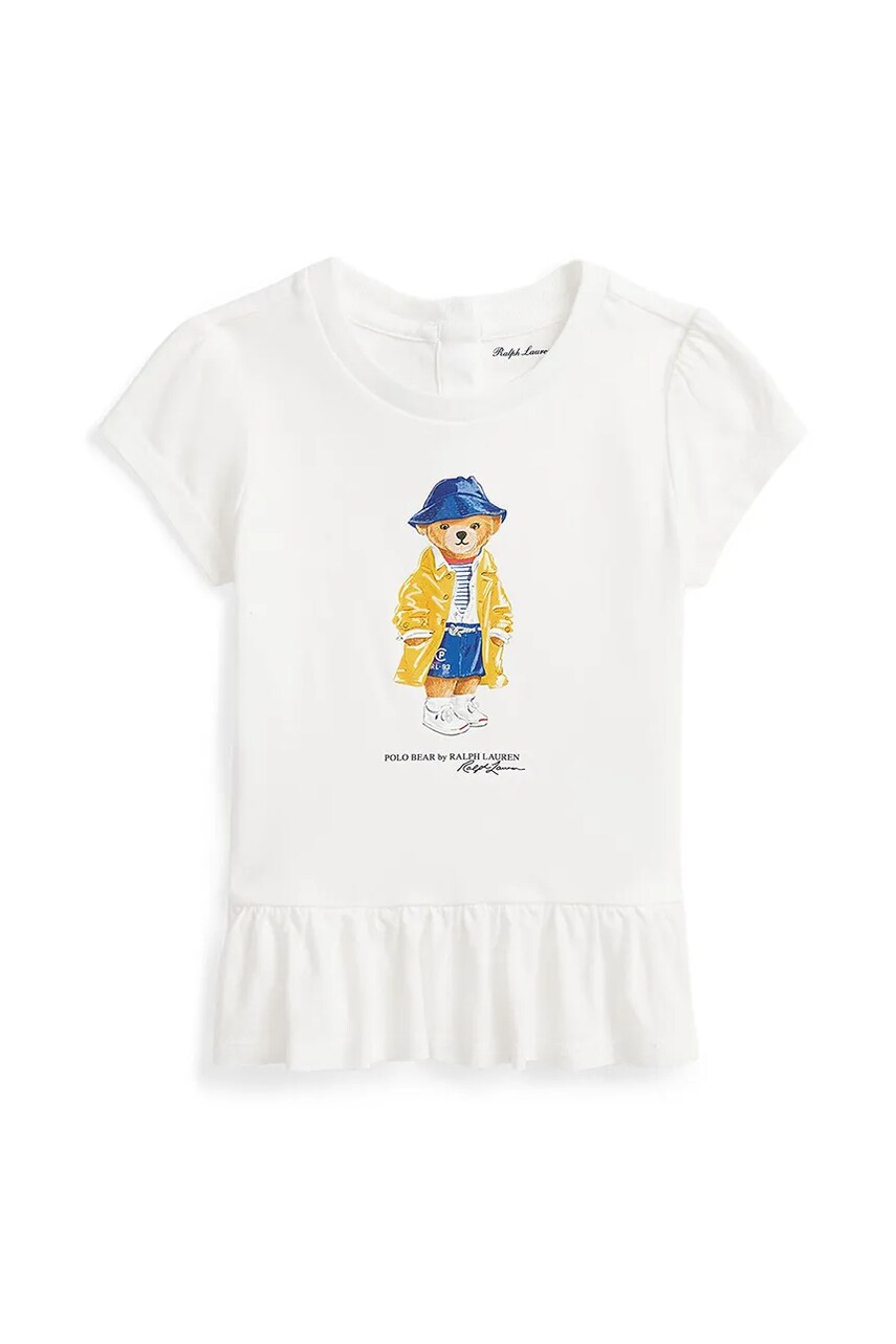 Levně Dětské bavlněné tričko Polo Ralph Lauren bílá barva, 310958222001