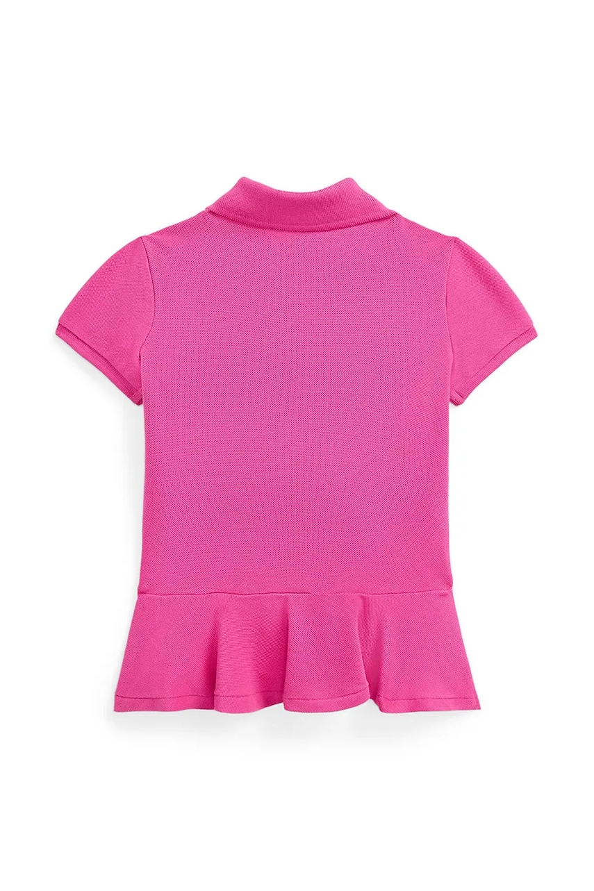 Детская хлопковая футболка Polo Ralph Lauren цвет розовый с воротником 312957156001 Детская хлопковая футболка Polo Ralph Lauren цвет розовый с воротником 312957156001