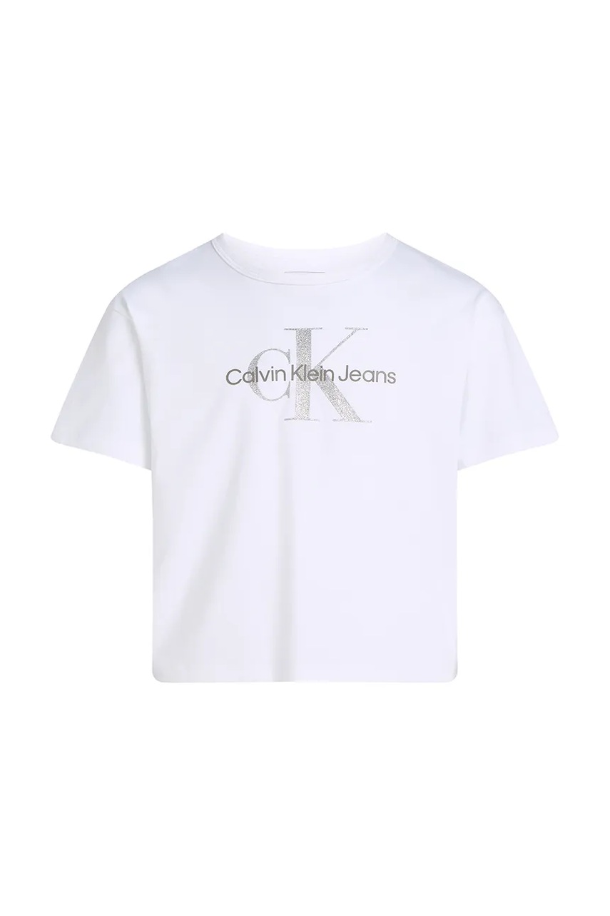 Детская хлопковая футболка Calvin Klein Jeans цвет белый IG0IG02801