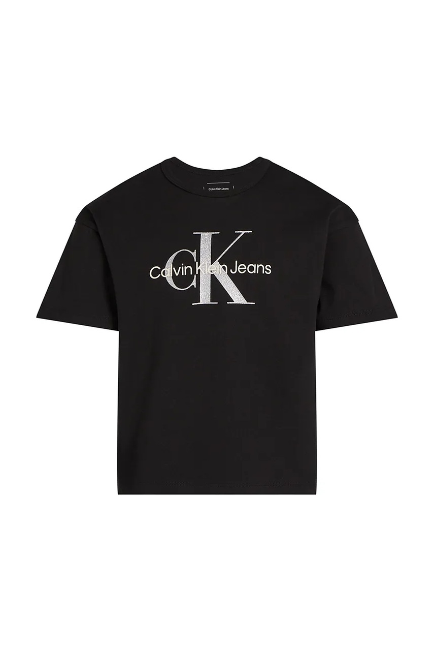 Детская хлопковая футболка Calvin Klein Jeans цвет чёрный IG0IG02801 Детская хлопковая футболка Calvin Klein Jeans цвет чёрный IG0IG02801