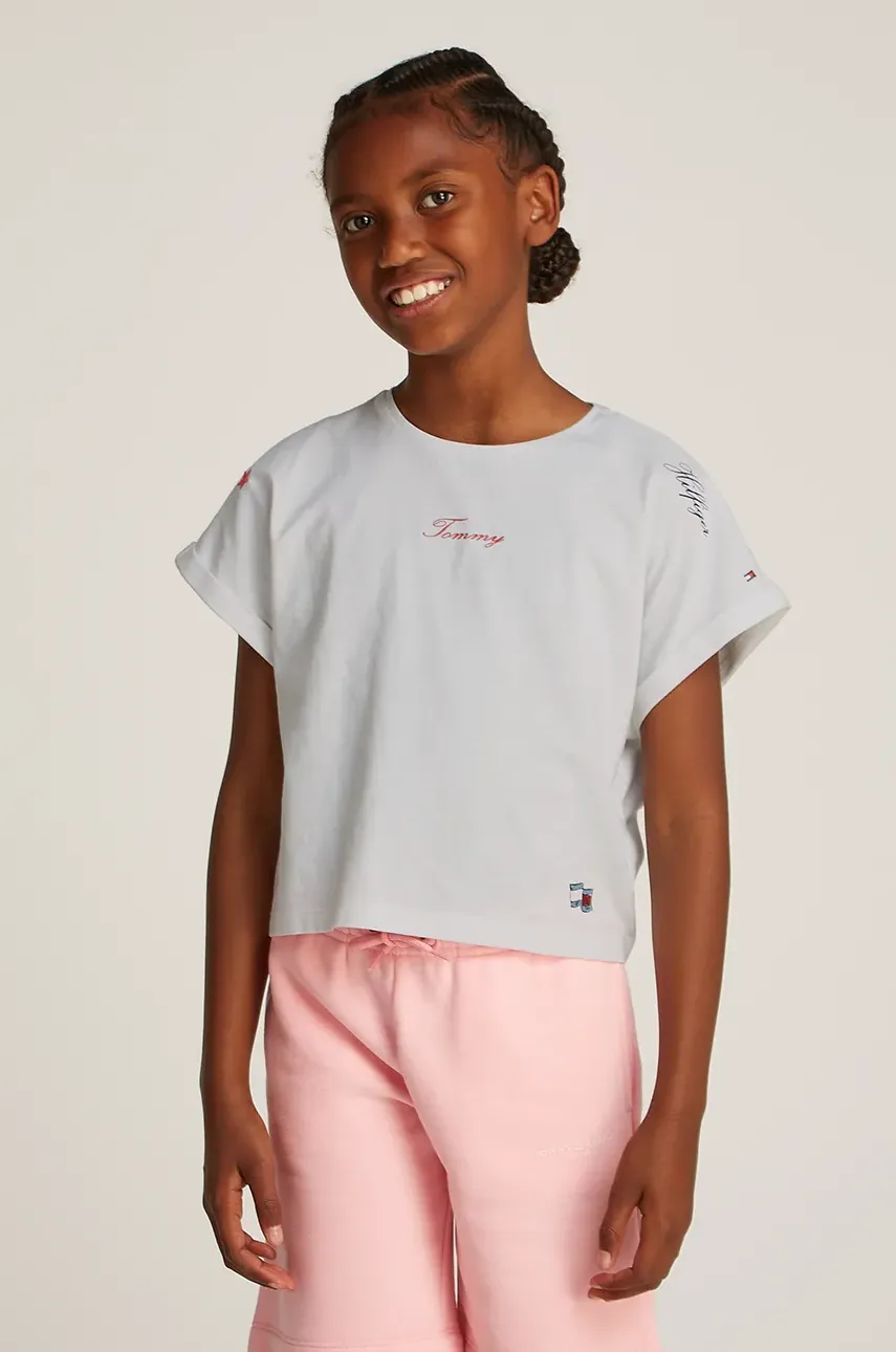 Levně Dětské tričko Tommy Hilfiger bílá barva, KG0KG08300