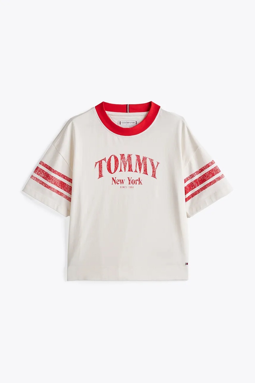 Детская хлопковая футболка Tommy Hilfiger цвет белый KG0KG08293